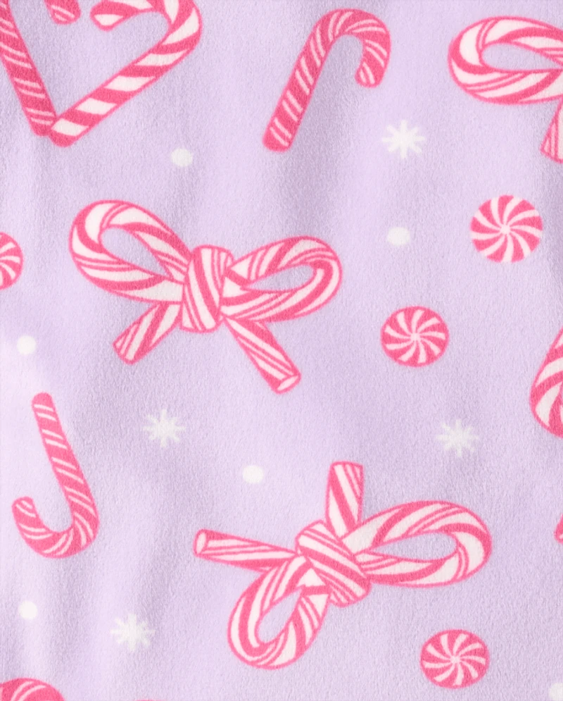 Baby And Toddler Girls Matching Family Candy Cane Velour Pajamas