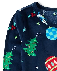 Boys Christmas Ornament Velour Pajamas
