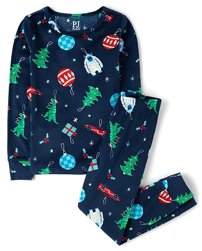 Boys Christmas Ornament Velour Pajamas