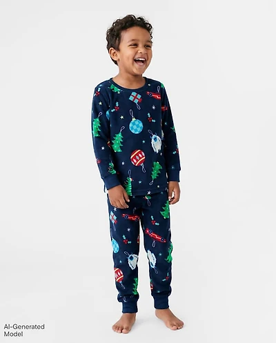 Baby And Toddler Boys Christmas Ornament Velour Pajamas