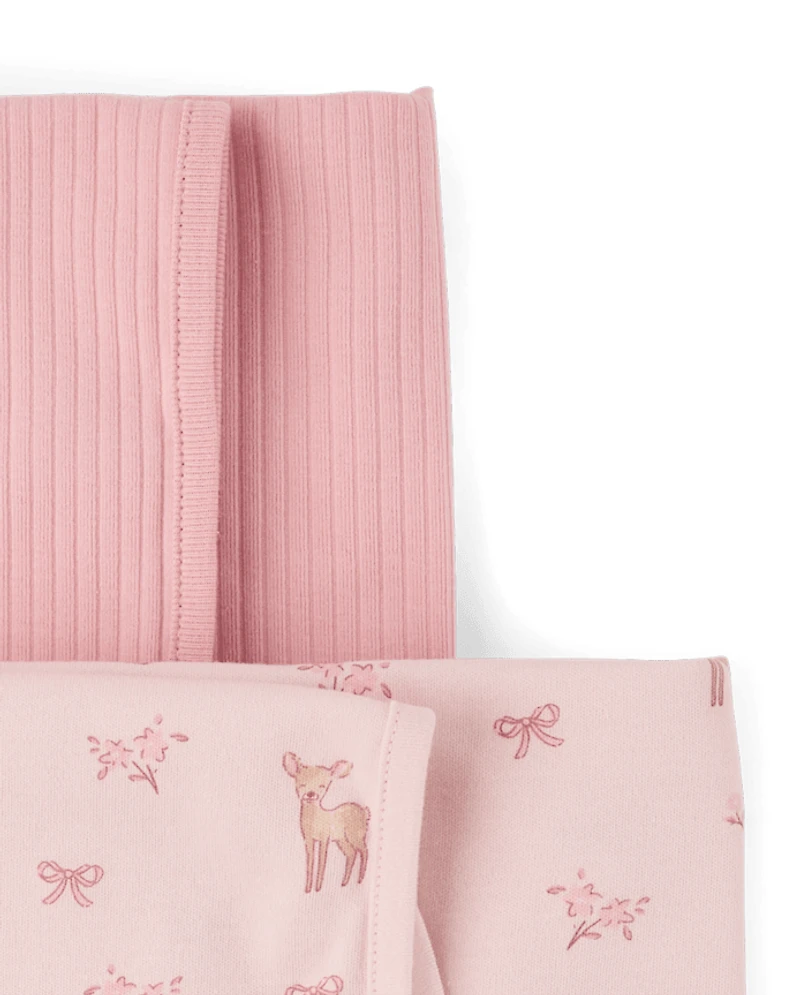 Baby Girls Deer Swaddle Blanket 2-Pack