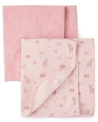 Baby Girls Deer Swaddle Blanket 2-Pack