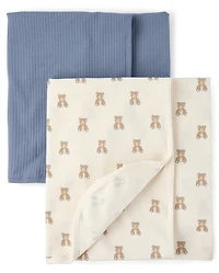 Baby Boys Bear Swaddle Blanket 2-Pack