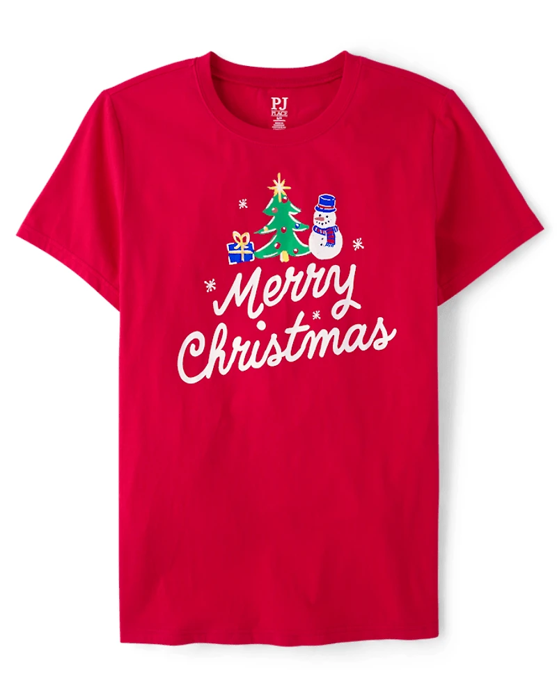 Adult Matching Family Merry Christmas Pajama Top