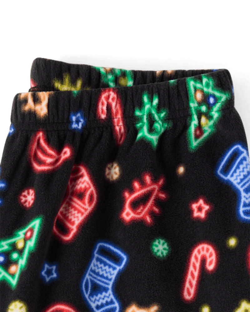 Adult Matching Family Neon Christmas Icon Dream Fleece Pajama Pants