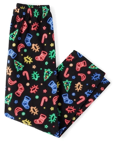 Adult Matching Family Neon Christmas Icon Dream Fleece Pajama Pants