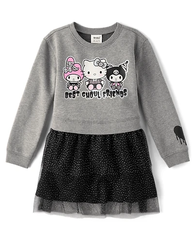 Girls Hello Kitty® And Friends Foil Halloween Sweatshirt Dress
