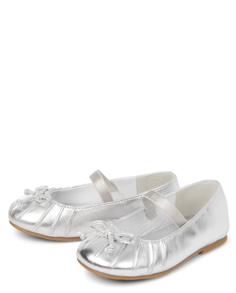 Toddler Girls Pleated Toe Ballet Flats