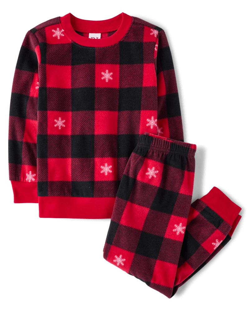 Pyjamas en polaire assortis pour enfants et toute la famille, motif à carreaux Buffalo