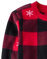 Pyjamas en polaire assortis pour enfants et toute la famille, motif à carreaux Buffalo