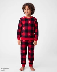 Pyjamas en polaire assortis pour enfants et toute la famille, motif à carreaux Buffalo