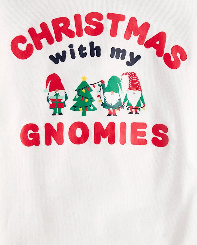 Kids Matching Family Christmas Gnomies Cotton And Dream Fleece Pajamas