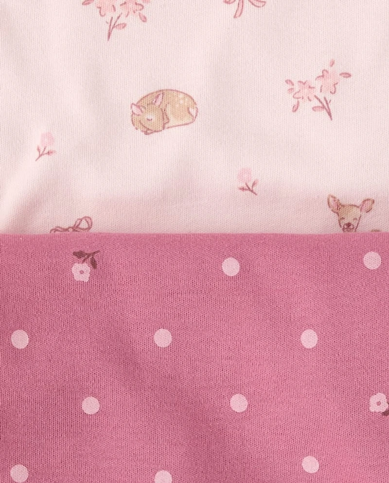 Baby Girls Embroidered Deer Bib 3-Pack