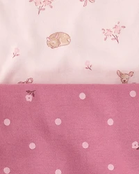 Baby Girls Embroidered Deer Bib 3-Pack