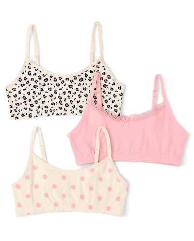 Girls Leopard Bralette 3-Pack