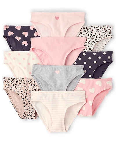 Girls Leopard Bikini Underwear 10-Pack