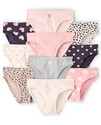 Girls Leopard Bikini Underwear 10-Pack