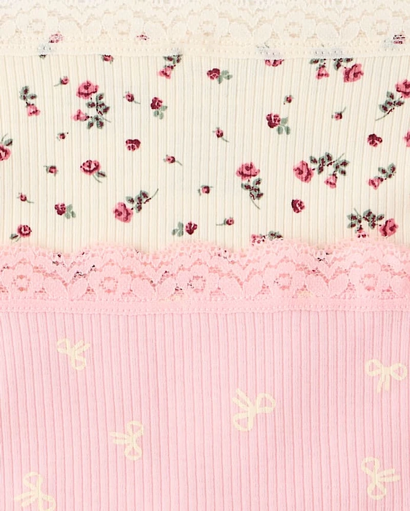 Girls Floral Ribbed Hipster Underwear 7-Pack