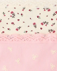 Girls Floral Ribbed Hipster Underwear 7-Pack