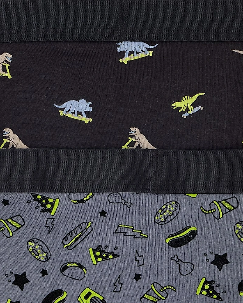 Boys Dino Skateboard Boxer Brief Underwear 5-Pack