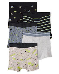 Boys Dino Skateboard Boxer Brief Underwear 5-Pack
