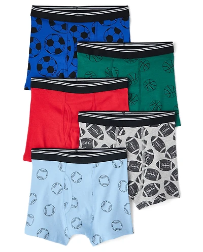Boys Sport Boxer Brief Underwear 5-Pack