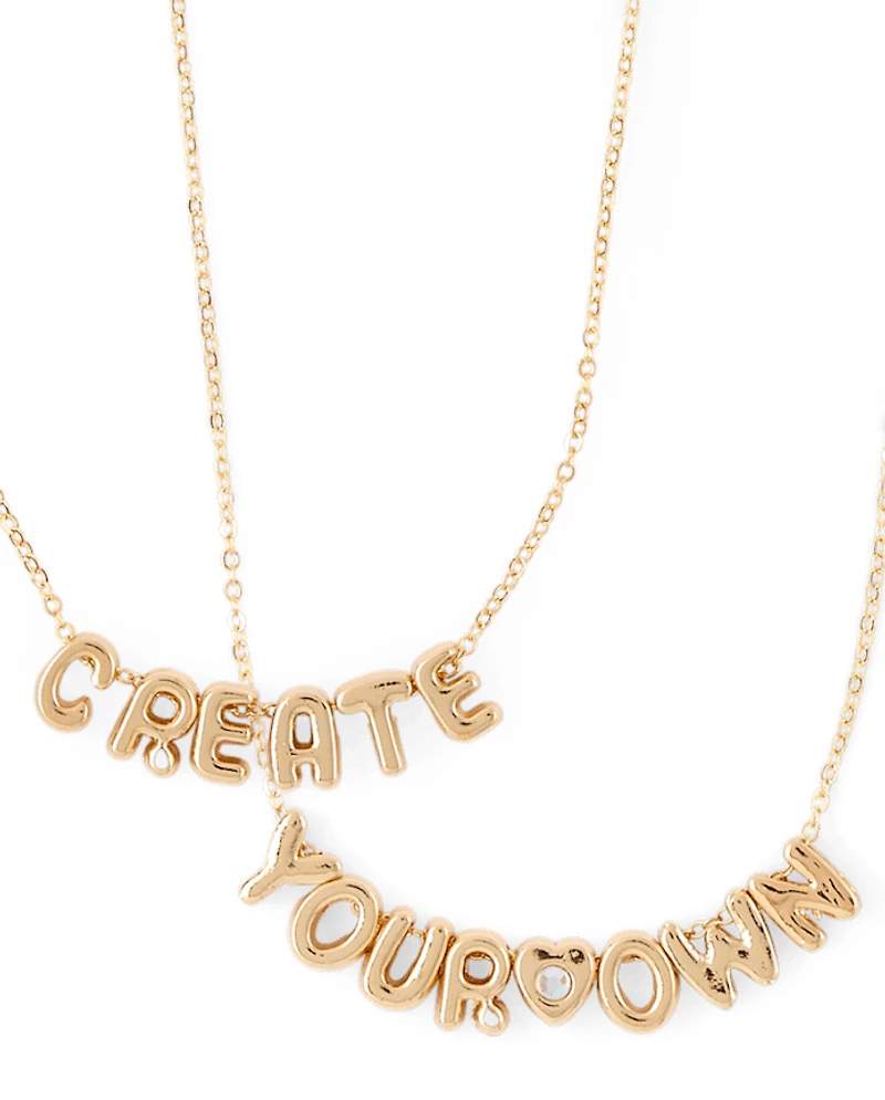 Girls DIY Letter Charm Necklace Set