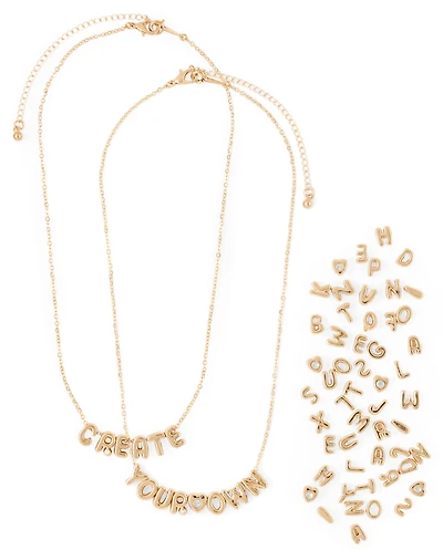Girls DIY Letter Charm Necklace Set