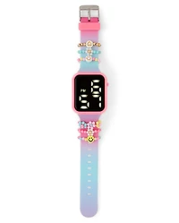 Girls Beaded Charm Digital Watch