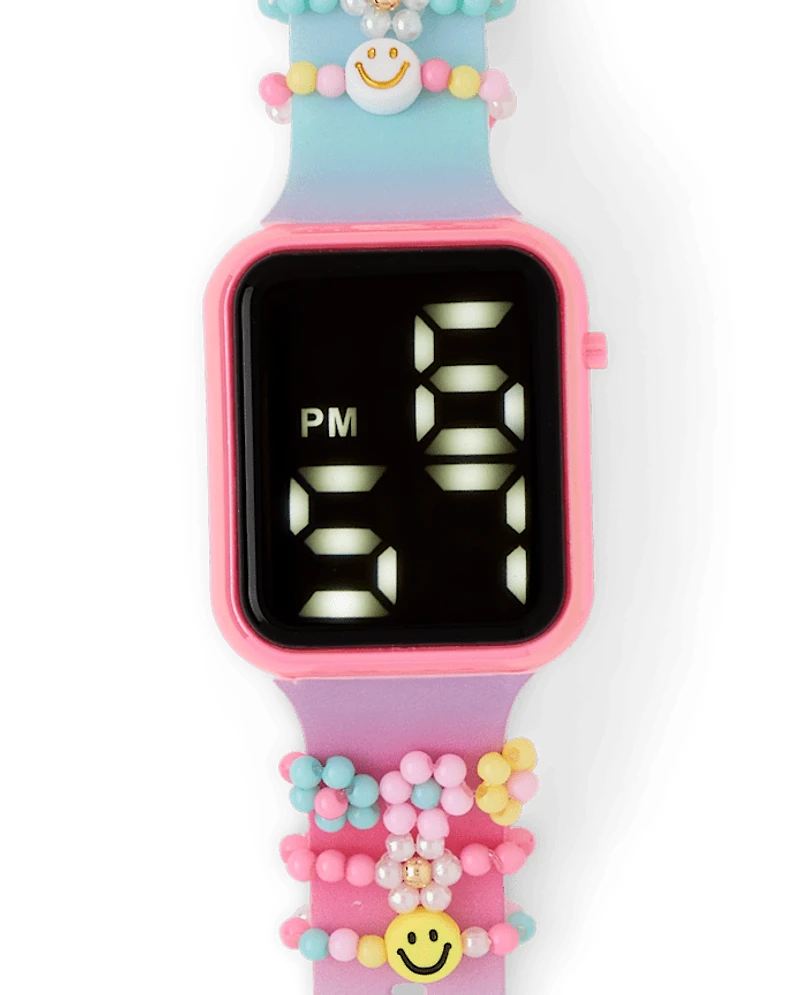 Girls Beaded Charm Digital Watch