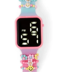 Girls Beaded Charm Digital Watch