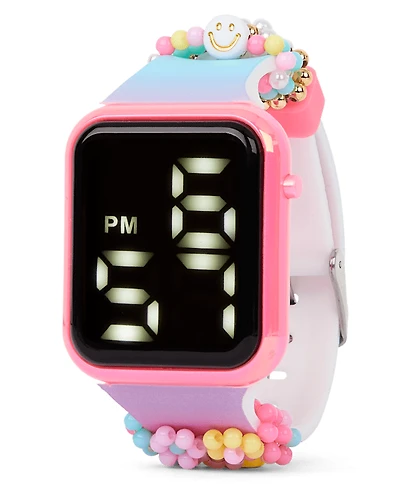 Girls Beaded Charm Digital Watch