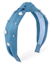 Girls Heart Top Knot Headband