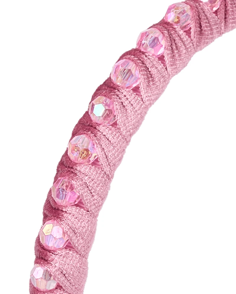 Girls Rhinestone Velour Headband
