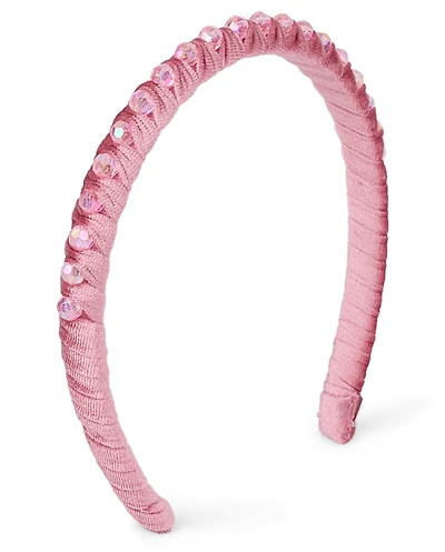 Girls Rhinestone Velour Headband