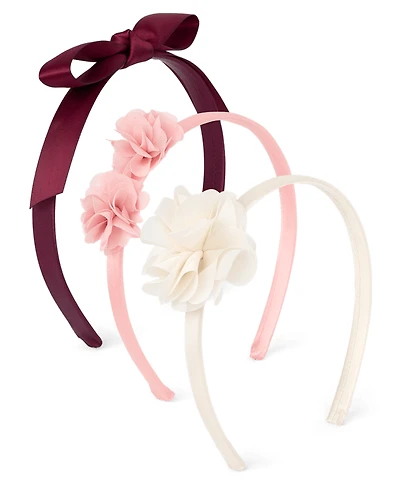 Girls Floral Bow Headband 3-Pack