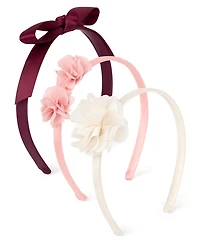 Girls Floral Bow Headband 3-Pack