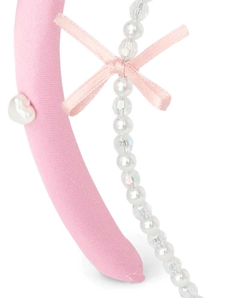 Girls Faux Pearl Headband 2-Pack