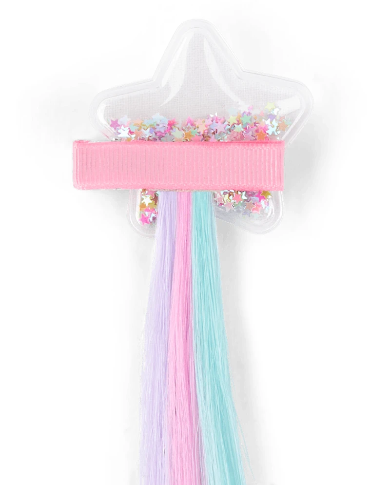 Girls Shakey Star Faux Hair Extension Hair Clip 2-Pack