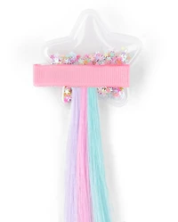 Girls Shakey Star Faux Hair Extension Hair Clip 2-Pack