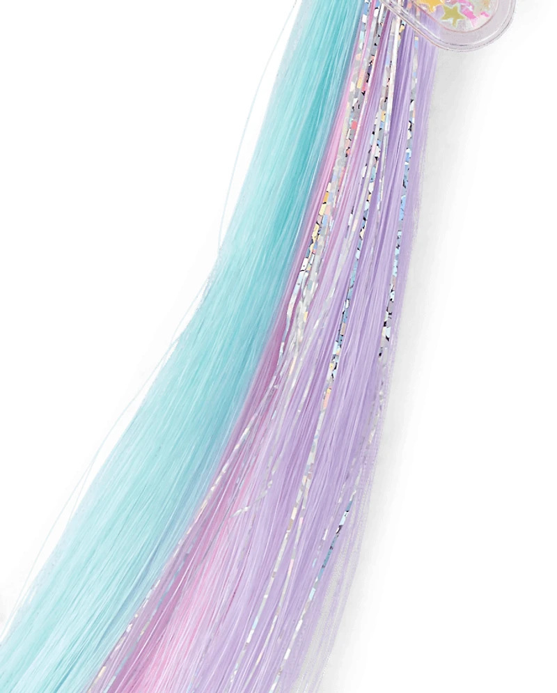 Girls Shakey Star Faux Hair Extension Hair Clip 2-Pack