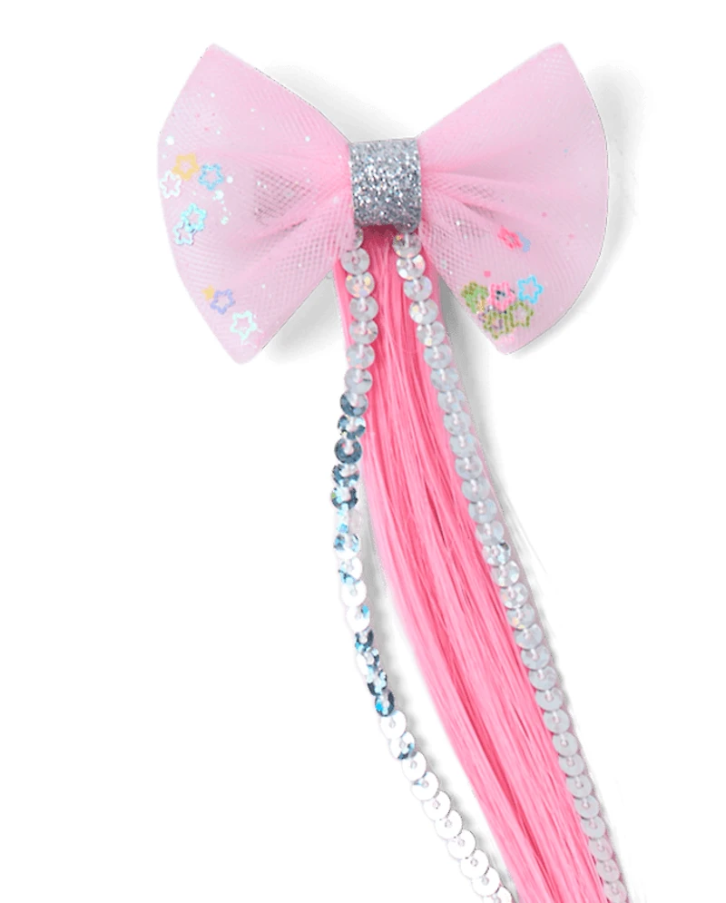 Girls Bow Hair Extension Hair Clip 2-Pack