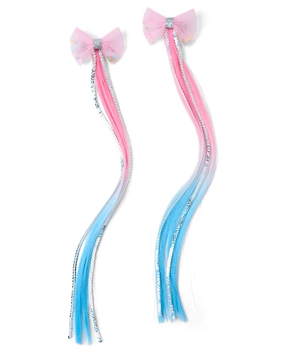 Girls Bow Hair Extension Hair Clip 2-Pack