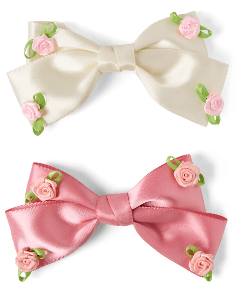 Girls Bow Rosette Hair Clip 2-Pack