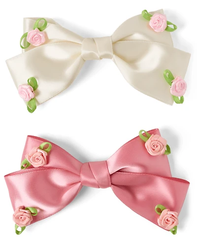 Girls Bow Rosette Hair Clip 2-Pack