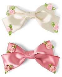 Girls Bow Rosette Hair Clip 2-Pack