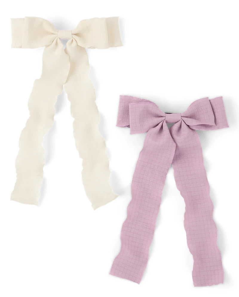 Girls Bow Ribbon Hair Clip 2-Pack