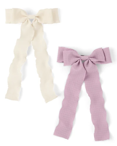 Girls Bow Ribbon Hair Clip 2-Pack