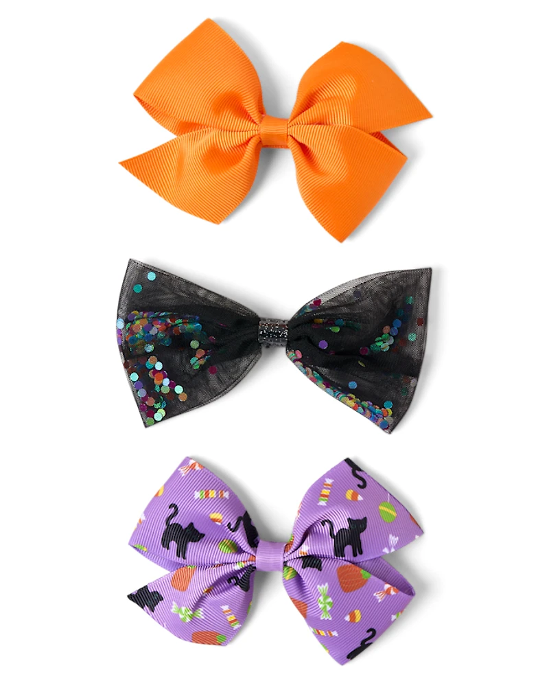 Girls Halloween Shakey Bow Hair Clip 3-Pack