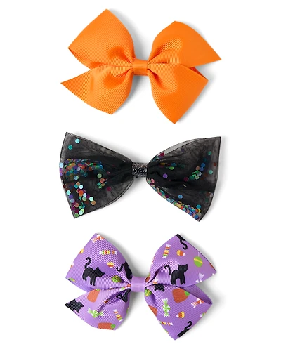Girls Halloween Shakey Bow Hair Clip 3-Pack